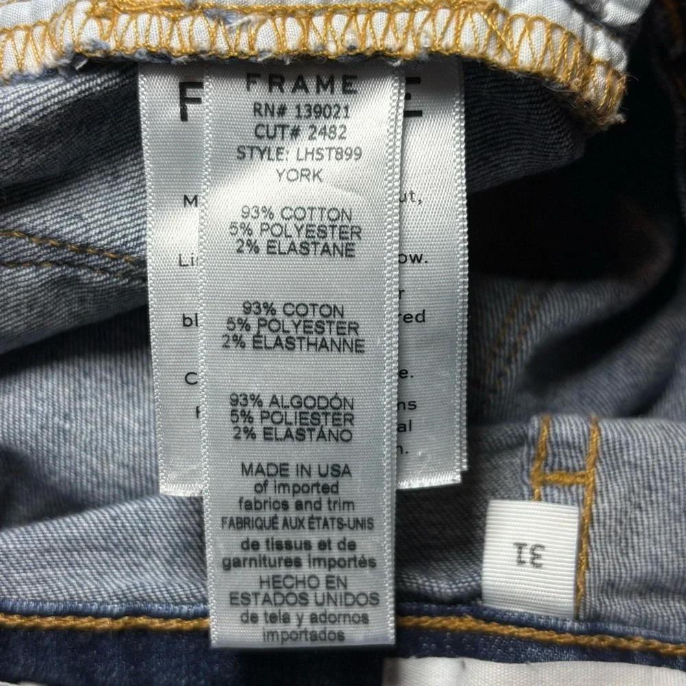 FRAME Women’s Le High Straight Jeans Size 31 Dark Wash Stretch High Rise Ankle - Picture 7 of 12